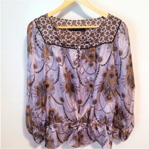 Zara 100% Silk Flowy Boho Tunic Blouse